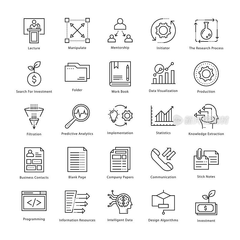 Business Management and Growth Vector Line Icons 4